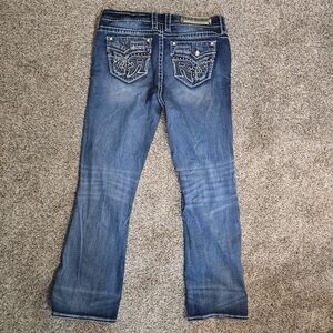Rock Revival Stylish Blue Embellished Jeans Womens Size 30
